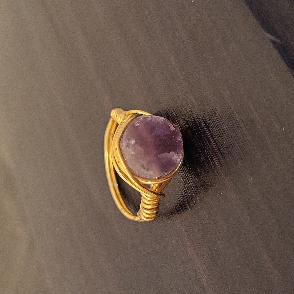 Raw Amethyst Gemstone Wire Wrap Ring